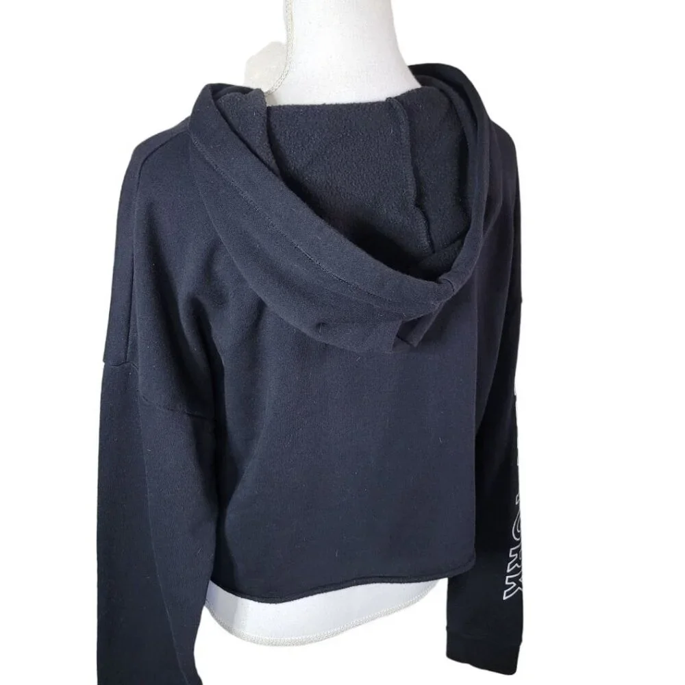 Aeropostale Sweatshirt Cropped‎ Raw Edge Hem Black Hoodie Womens Medium